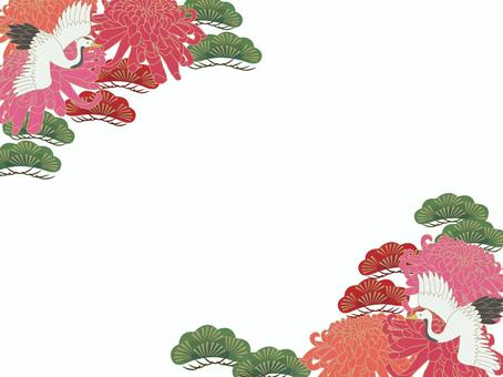 敬老の日の背景フレーム 和風,背景,敬老の日,菊,鶴,松,和柄,新年,おめでたい,イラストのイラスト素材