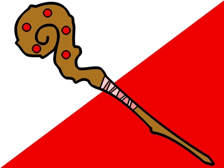 赤色モチーフの魔法の杖 魔法の杖,魔法使い,武器,装備,モチーフ,カラー,ファンタジー,ゲーム,rpg,挿絵のイラスト素材