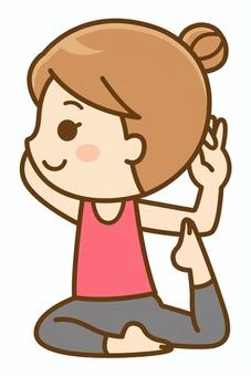 鳩のポーズをする女性 ヨガ,ストレッチ,エクササイズ,フィットネス,スポーツ,運動,鳩のポーズ,美容,健康,柔軟のイラスト素材