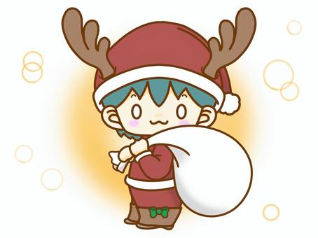 クリスマスのお手伝い クリスマス,冬,サンタクロース,トナカイ,プレゼント,お届け物,お手伝い,イベント,可愛い,イラストのイラスト素材