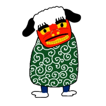 獅子舞　正月　手描き 獅子舞,ししまい,かわいい,唐草模様,正月,お祝い,手描きのイラスト素材