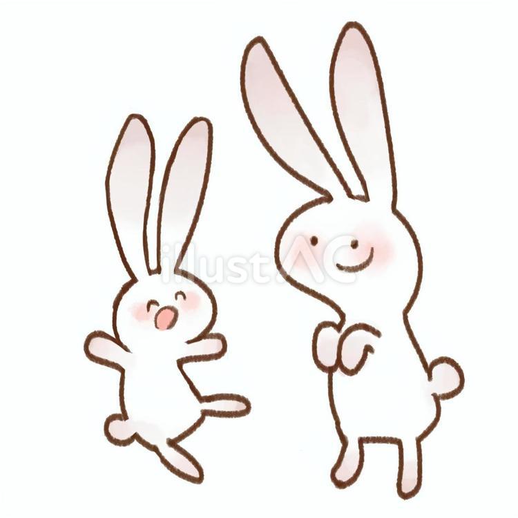 ２匹の脱力系白うさぎ うさぎ,兎年,動物のイラスト素材