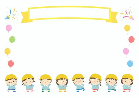 入園式の幼稚園児とリボンフレーム 入園式の幼稚園児とリボンフレーム 入園,入園式,春,卒園,卒園式,幼稚園,保育園,子供,人物,園児のイラスト素材