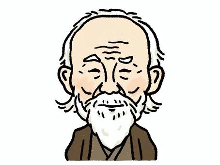 幸田露伴 幸田露伴,似顔絵,肖像画,ゆるい,かわいい,手描き,デフォルメ,歴史,人物,上半身のイラスト素材
