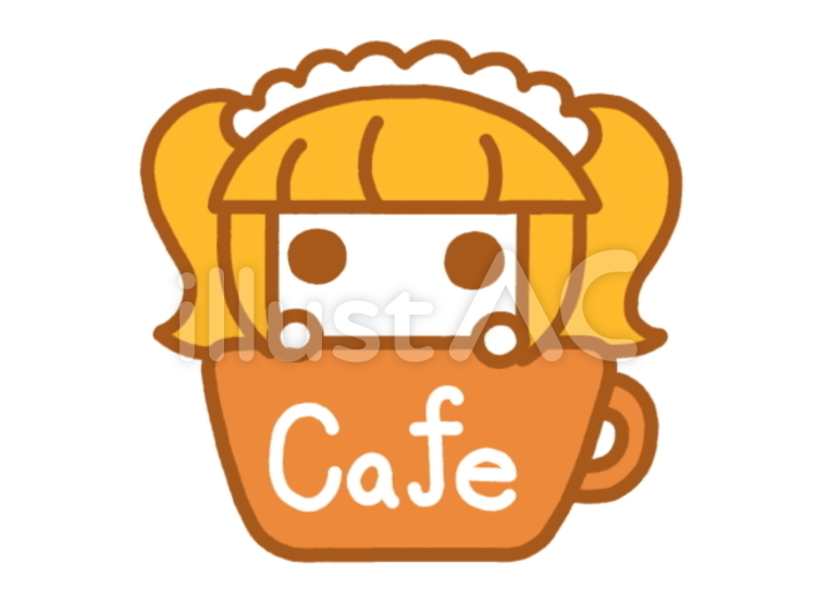 メイドカフェ　橙茶 メイド喫茶,メイドカフェ,メイドのイラスト素材