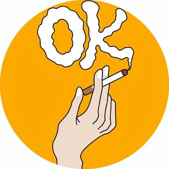 喫煙OK  煙草を持つ手  喫煙OK  煙草を持つ手  タバコ,喫煙,ok,マーク,手,煙,ロゴ,アイコンのイラスト素材