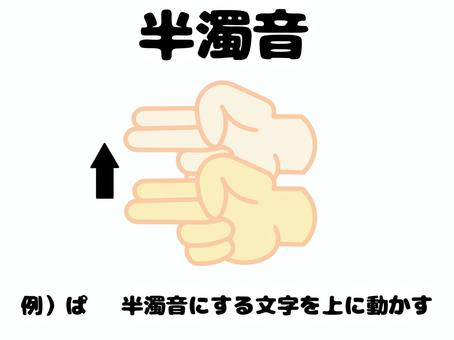 ゆび文字 指,文字,半濁音,ぱ,例,手,右手,人,コミュニケーション,会話のイラスト素材