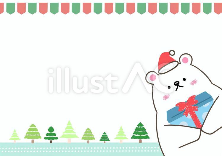 クリスマス、シロクマ、フレーム シロクマ,クマ,クリスマスのイラスト素材