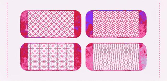 マーブル和柄のピンク系フレームセット マーブル和柄のピンク系フレームセット マーブル,和柄,フレーム,枠,デザイン,エレメント,ピンク,レッド,赤,紫のイラスト素材