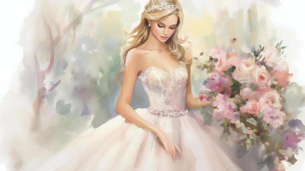 Illustration, female, dress, bride, 