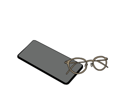 スマホと眼鏡 スマホ,スマートフォン,眼鏡,持ち物,必需品,手描きのイラスト素材