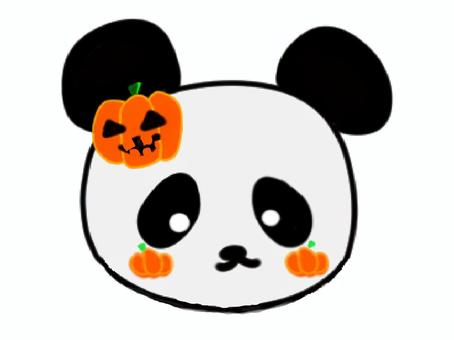 パンダシリーズ【顔】 パンダ,顔,ゆるい,かぼちゃ,ハロウィン,ゆるキャラ,可愛い,手描き,動物,アイコンのイラスト素材