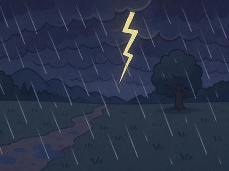雨と雷のイラスト