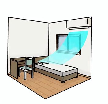エアコンと寝室 室内,家具,部屋,家,一人暮らし,エアコン,窓,快適,インテリア,戸建てのイラスト素材