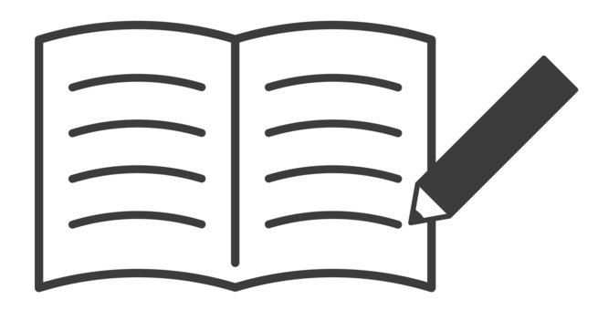 ノートと黒鉛筆 ノート,フレーム,ペン,勉強,書く,学習,学ぶ,ノートテーク,見開き,テキストのイラスト素材