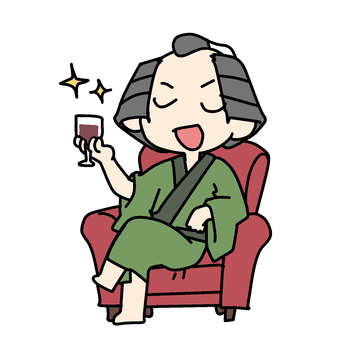 ワイン片手の優越感町民 町民,ワイン,片手,優越感,セレブ,イメージ,金持ち,富豪,成金,贅沢のイラスト素材