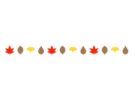 紅葉とイチョウと枯れ葉のライン 紅葉,葉っぱ,枯れ葉,イチョウ,秋,ライン,11月,10月,晩秋,植物のイラスト素材