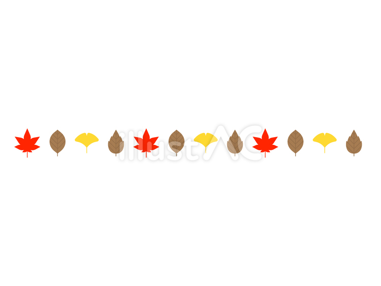 紅葉とイチョウと枯れ葉のライン 紅葉,葉っぱ,枯れ葉のイラスト素材