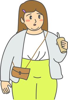 飲物を持つ女性 飲物を持つ女性 女性,飲物,持つ,カバン,カーディガン,パンツ,シャツのイラスト素材