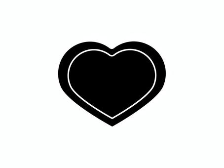 白ライン入りハートアイコン黒 ハート,アイコン,シンプル,ライン,黒,白,背景透過,ベクター,愛,恋愛のイラスト素材