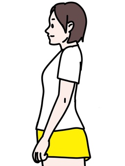 横向きの女性 女性,横向き,側面,上半身,10代,20代,tシャツ,短パン,ポーズ,ショートヘアのイラスト素材