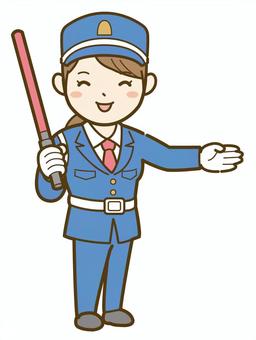 誘導をする女性警備員_25 警備,警備員,警備会社,ガードマン,イラスト,人物,女性,求人,バイト,アルバイトのイラスト素材
