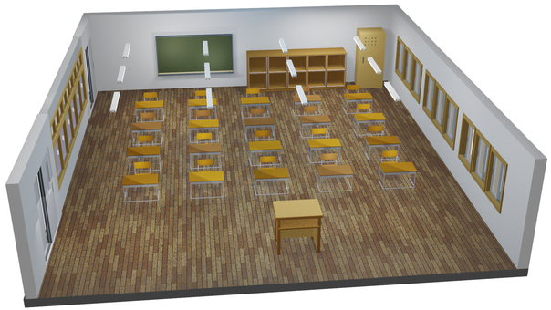 教室 教室,学校,クラス,塾,教育,スクール,授業,教場,組,席のイラスト素材