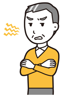 ニット中年男性(黄)-142-バスト  ニット中年男性(黄)-142-バスト 怒る,おじさん,男性,中年,お父さん,パパ,シニア,ミドルエイジ,人物,かわいいのイラスト素材