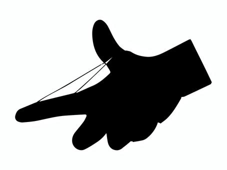 ゴム鉄砲のシルエット ゴム,鉄砲,遊び,手遊び,手元,昭和,輪ゴム,アナログ,手描き,シルエットのイラスト素材