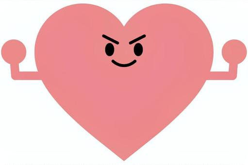 強い心のキャラクター 心,ハート,キャラクター,強い,強心臓,シンプル,かわいい,気持ちのイラスト素材
