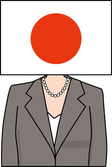 日本擬人化女性 日本擬人化女性 日本,国家,国旗,日の丸,擬人化,女性,リーダー,スーツ,線画のイラスト素材