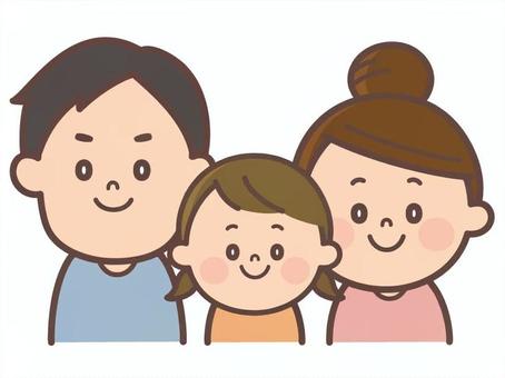 ３人家族 家族,ファミリー,家庭,２世帯,お父さん,お母さん,女の子,子供,核家族のイラスト素材