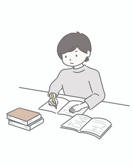 勉強をする男性 勉強,男性,学ぶ,努力,資格,学習,集中,デスク,本,ノートのイラスト素材