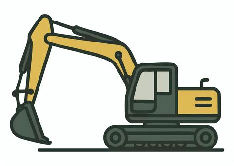 ショベルカーのイラスト ショベルカー,車,ベクター,白バック,乗り物,建設,工事,作業車,重機,掘るのイラスト素材