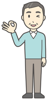 ニット中年男性-044-全身  ニット中年男性-044-全身 オッケー,おじさん,男性,中年,お父さん,パパ,シニア,ミドルエイジ,人物,かわいいのイラスト素材