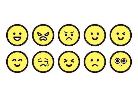 色々な顔のアイコン あしらい,アイコン,マーク,アイコン単品,ベクター,顔,表情,セット,笑顔,怒りのイラスト素材