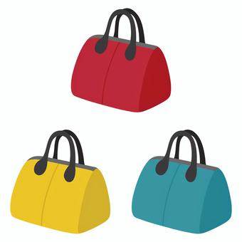 3色のハンドバッグ カラフルセット ハンドバッグ,鞄,手提げ,バッグ,手持ち,お出かけ,ファッション,レディース,おしゃれ,服飾のイラスト素材