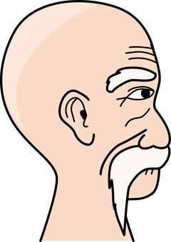 老人　 老人,高齢者,男性,横向き,横顔,ハゲ,ヒゲ,しわ,人物,線画のイラスト素材