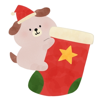 クリスマス靴下と犬 クリスマス靴下と犬 クリスマス,靴下,犬,サンタ,帽子,動物,冬,絵本,可愛い,ゆるいのイラスト素材