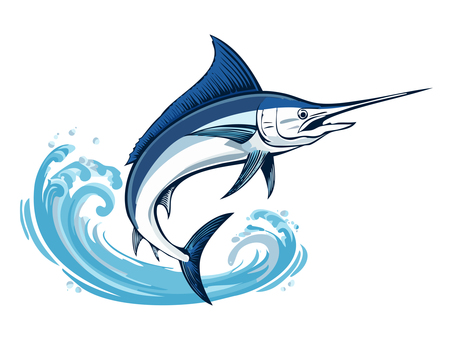 飛び跳ねるかカジキ 魚,カジキ,飛び跳ねるのイラスト素材