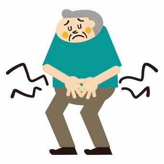 下腹部が気になる高齢の男性のイラスト 残尿感,気になる,つらい,高齢者,男性,健康,イラスト,シンプルのイラスト素材