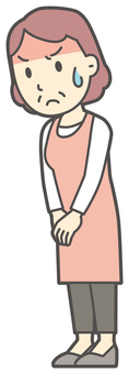  俯きながらムカムカしている中年の女性 怒る,おばさん,人,女性,中年,おばちゃん,シニア,ママ,主婦,ヘルパーのイラスト素材