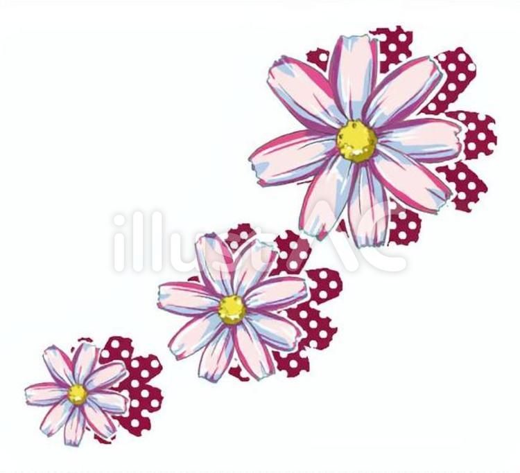 コスモス・水玉影付き（右下） コスモス,秋桜,自然のイラスト素材