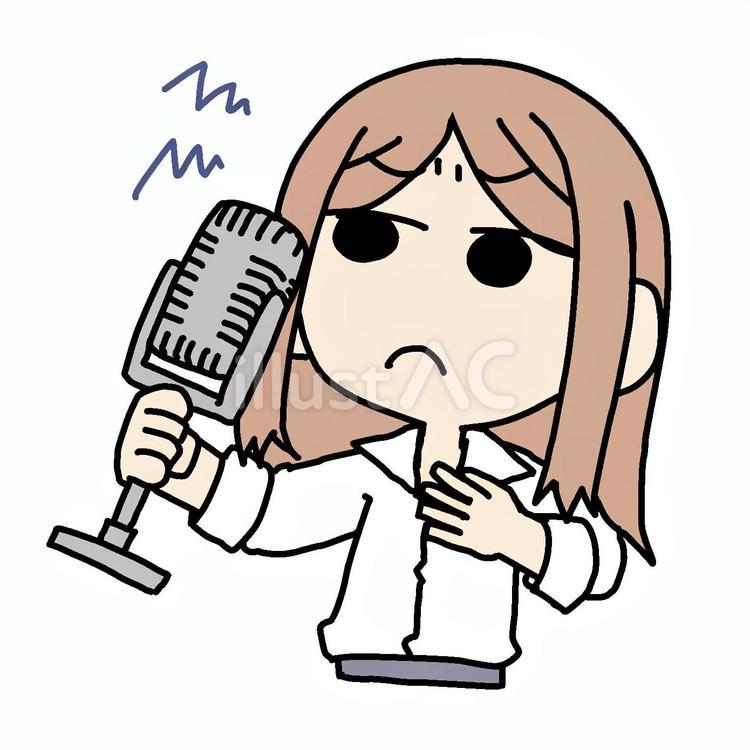 嫌がる女性とマイク 女性,マイク,嫌がるのイラスト素材