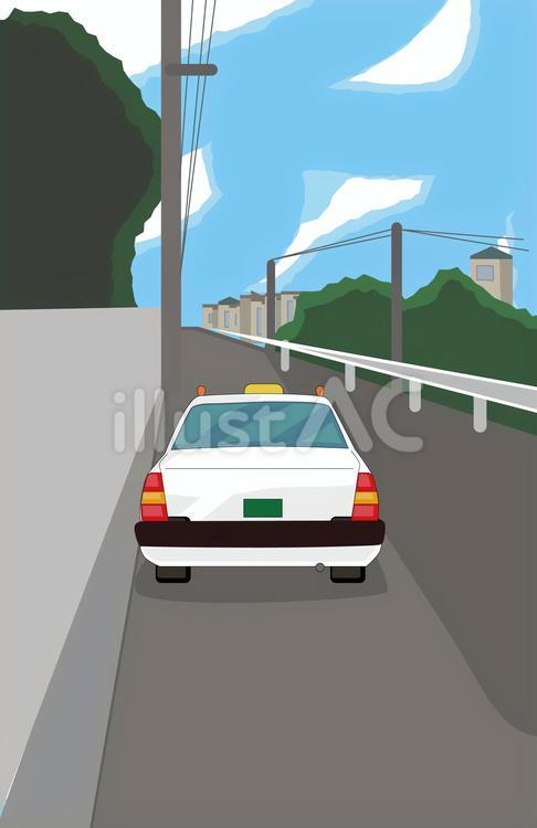 タクシー停車　 タクシー,停車,走行のイラスト素材