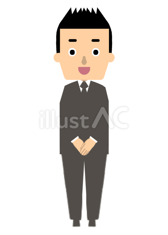 手を合わせて立つ男性 スーツ,会社員,全身のイラスト素材