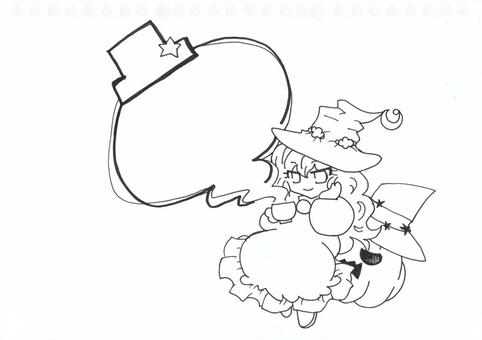 Halloween girl, speech balloon, frame, witch, JPG