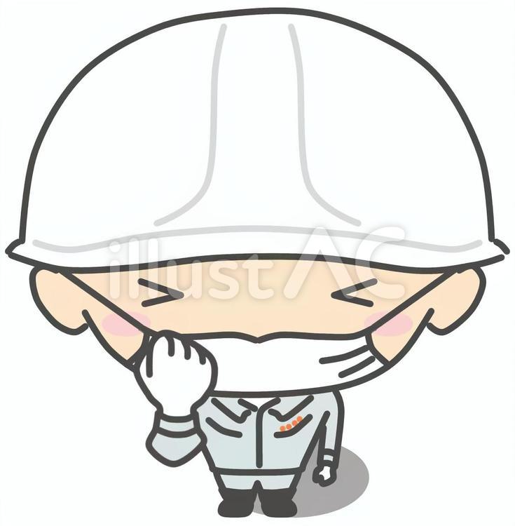 Yes！成功を喜ぶ現場監督　マスク yes！,成功,喜びのイラスト素材