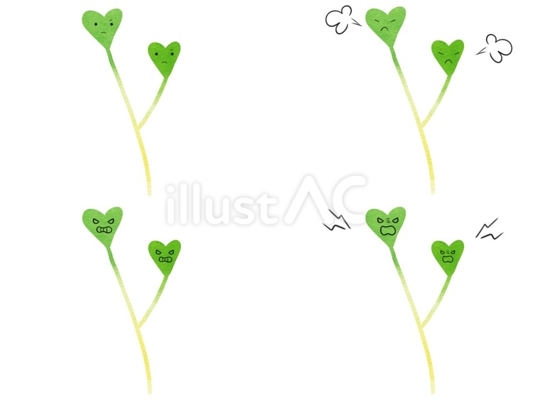 野菜のキャラの表情セット怒　かいわれ大根 かいわれ大根,野菜,キャラクターのイラスト素材