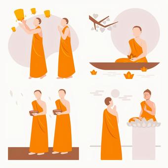 Illustration, buddhism, vesak festival, monk, 